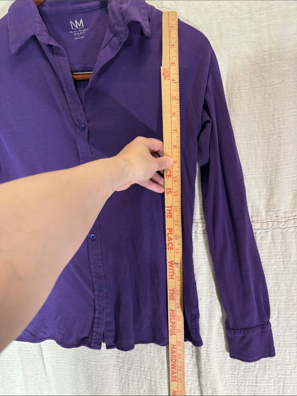 NM Luxury Essentials Cashmere Blend Purple Button-Down Long Sleeve Shirt - Picture 8 of 11